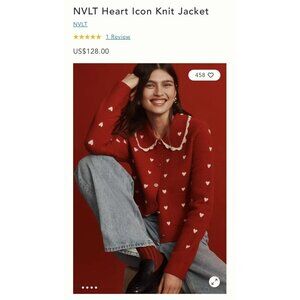 NWT Size XXS (P2P 20") - NVLT Heart Coatigan Jacket (NWT US$ 128)
